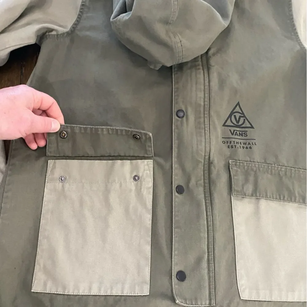Vans 66 Vintage Supply Canvas Hooded Parka Jacket Olive Mens Medium EUC